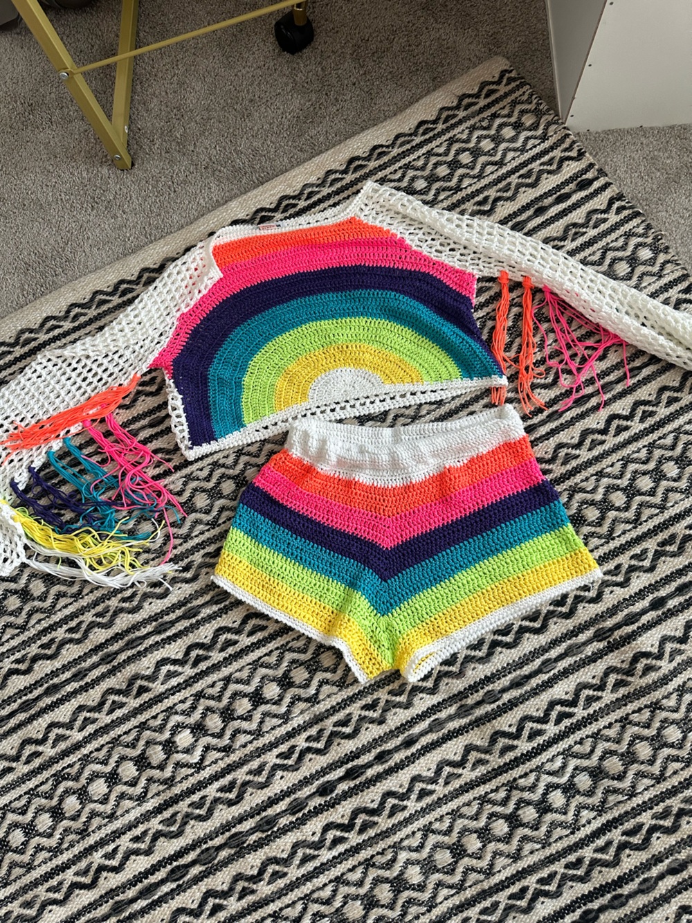 Rainbow Crochet Two-Piece Set